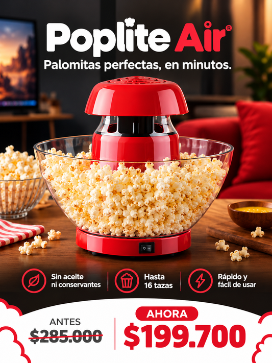Poplite Air®-Máquina de palomitas de maiz Perfecto para fiestas, reuniones de grupos grandes o una Cita nocturna
